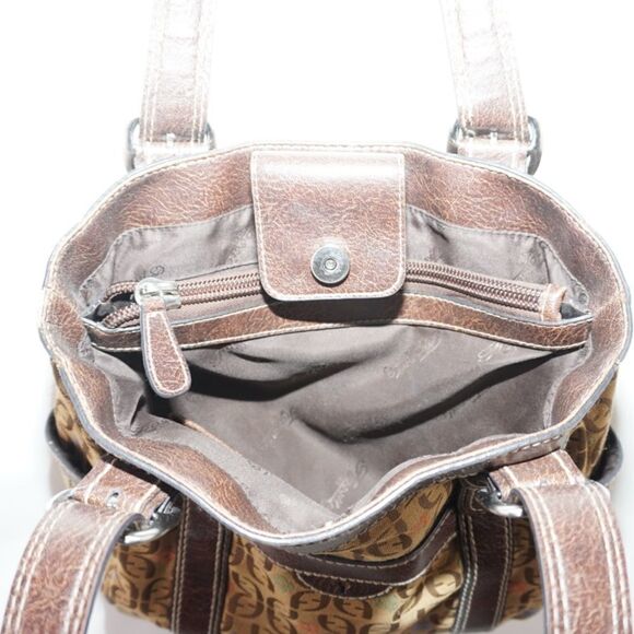 Fossil Brown Shoulder Bag with Unique Floral Logo Pattern - Picture 5 of 10